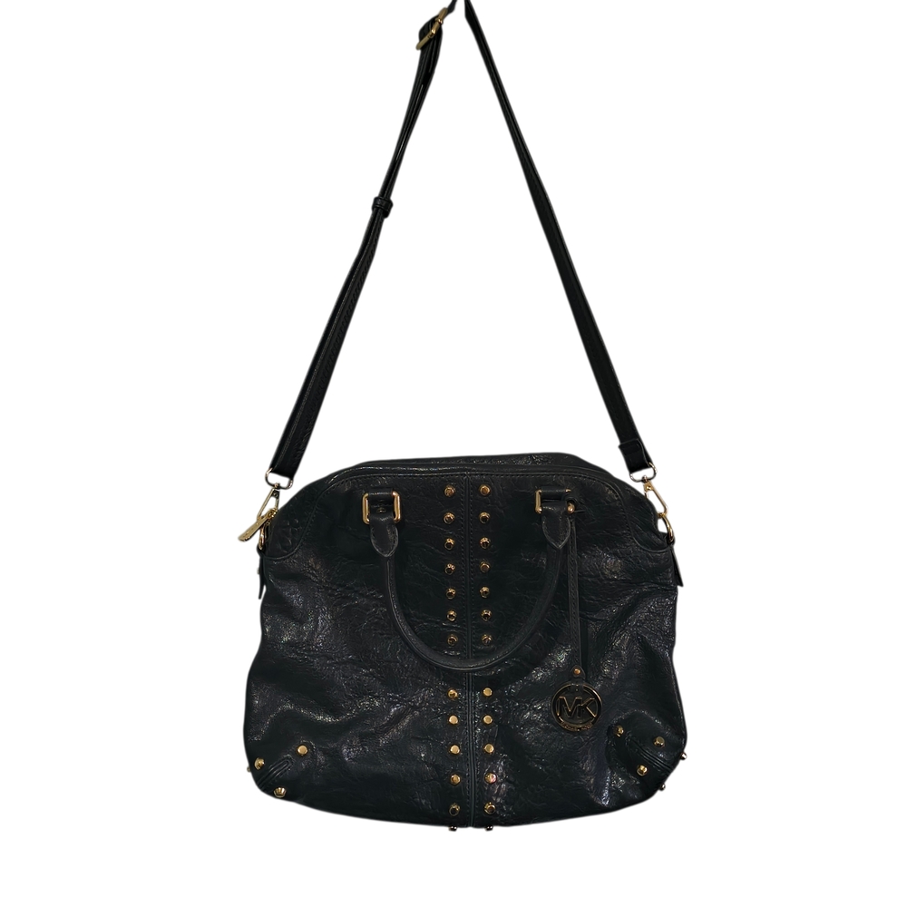 Michael Kors Black Leather Gold Studded Shoulder Bag